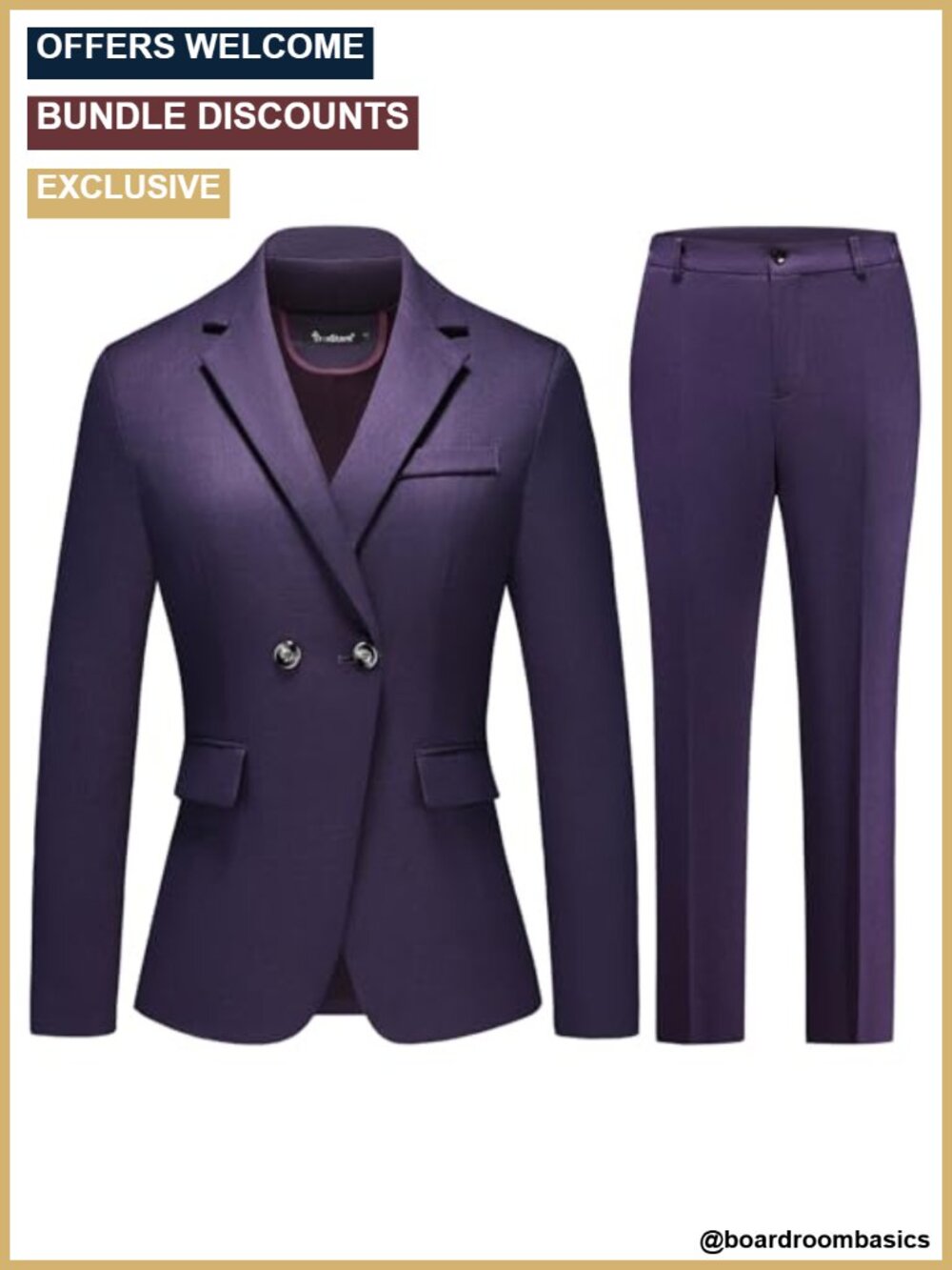 2 Piece Pants Suit Set Plaid Blazer Work Outfit Business
